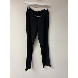 Odds&Evens Front Chain Accent High-Rise Straight-Leg Trousers Black Size 8